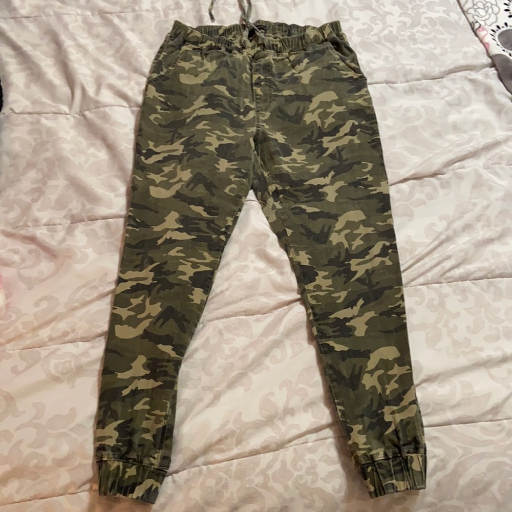 This are some camo joggers, brand almost famous